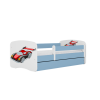 Детская синяя кровать Racing Car без ящика с матрасом 180x80 Детская синяя кровать Racing Car без ящика с матрасом 180x80