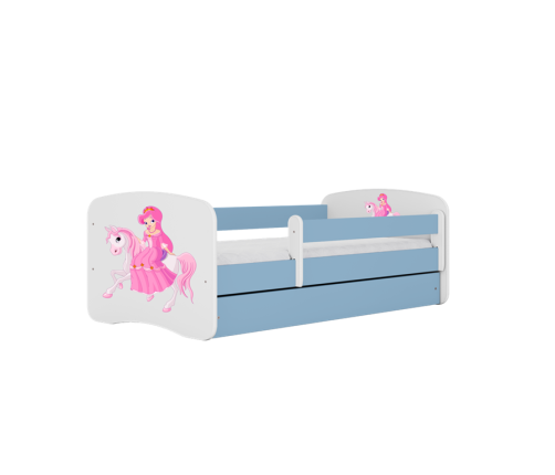 Bērnu zila gulta Princess on Horse bez atvilktnes ar matraci 180x80