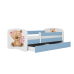 Детская синяя кровать Bear with Flowers без ящика с матрасом 180x80