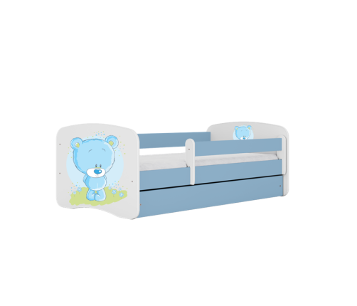 Bērnu zila gulta Blue Bear bez atvilktnes ar matraci 180x80