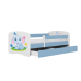 Детская синяя кровать Little Elephant без ящика с матрасом 180x80