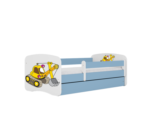 Детская кровать Blue Excavator с ящиком с матрасом 180/80