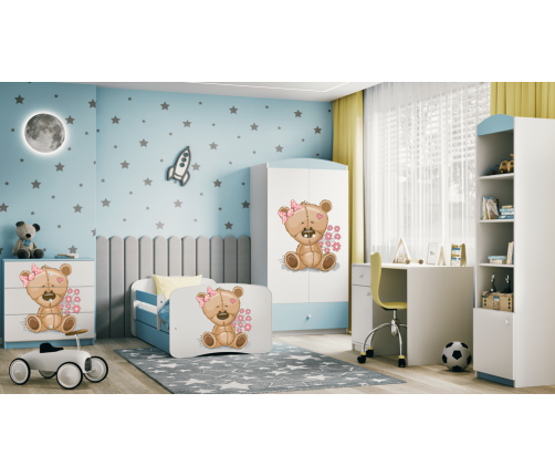 Детская кровать Blue Bear with Flowers с ящиком с матрасом 180/80
