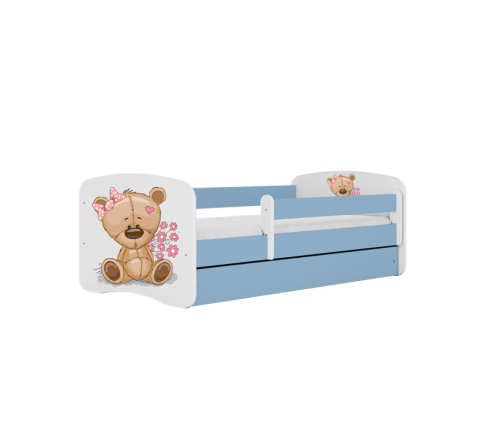 Детская кровать Blue Bear with Flowers с ящиком с матрасом 180/80