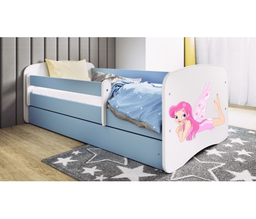 Bērnu gulta Blue Fairy with wings ar kasti ar matraci 180/80