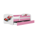 Bērnu gulta Pink Racing Car bez izvelkamās atvilktnes ar matraci 140x70