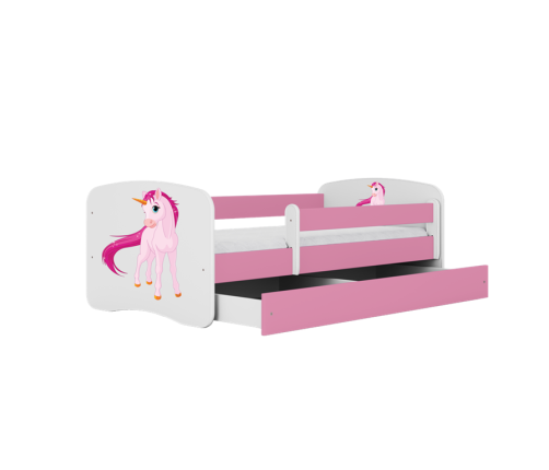 Bērnu gulta Pink Unicorn bez izvelkamās atvilktnes ar matraci 140x70