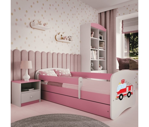 Детская кровать Pink Fire Truck без выдвижного ящика с матрасом 140x70