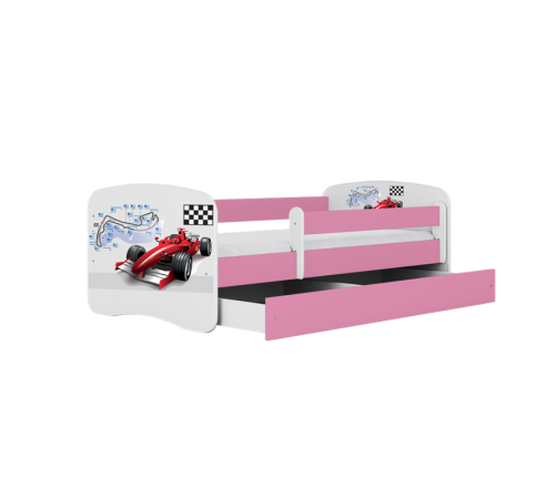 Łóżko babydreams różowe formuła z szufladą materac 140/70