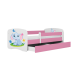 Łóżko babydreams różowe słonik z szufladą materac 140/70