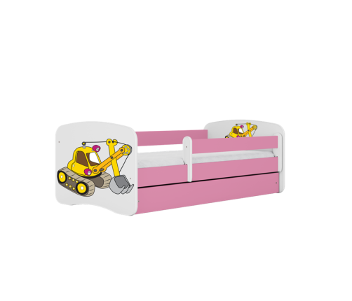 Bērnu gulta Pink Digger bez izvelkamās atvilktnes ar matraci 160x80