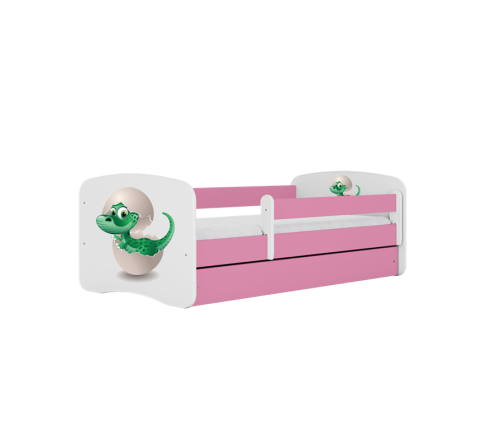 Bērnu gulta Pink Little Dino bez izvelkamās atvilktnes ar matraci 160x80