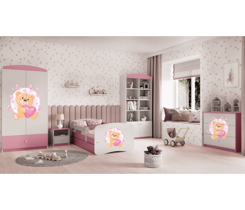 Детская кровать Pink Bear with Butterflies без выдвижного ящика с матрасом 160x80