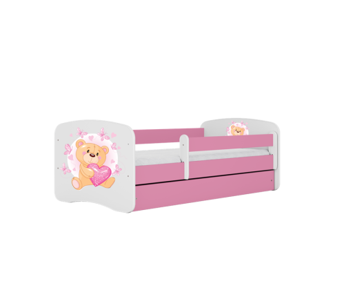Детская кровать Pink Bear with Butterflies без выдвижного ящика с матрасом 160x80