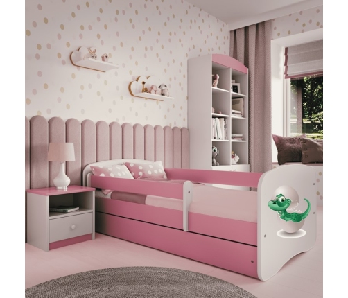 Bērnu gulta Pink Little Dino ar kasti ar matraci 160/80