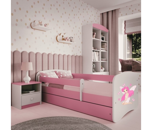 Bērnu gulta Pink Fairy with Butterflies ar kasti ar matraci 160/80