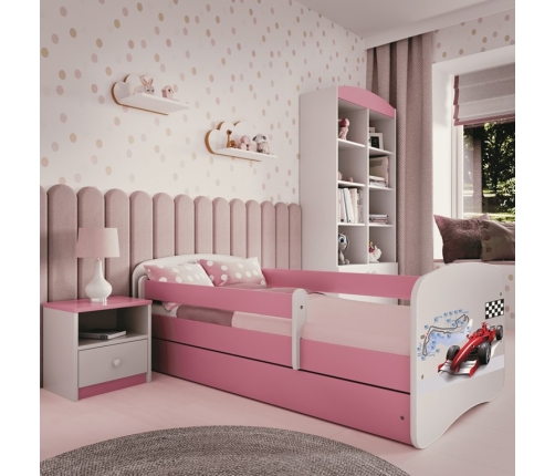 Łóżko babydreams różowe formuła bez szuflady materac 180/80
