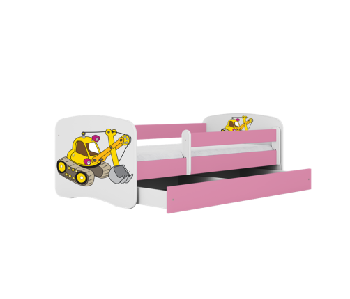 Łóżko babydreams różowe koparka bez szuflady materac 180/80