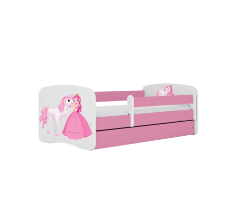 Łóżko babydreams różowe księżniczka konik bez szuflady materac 180/80