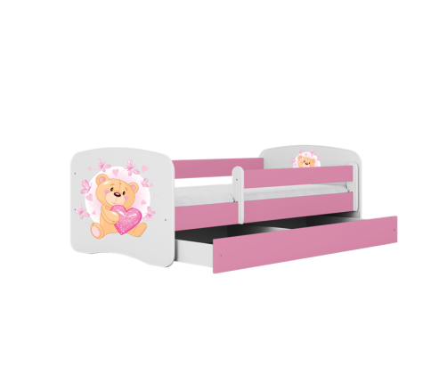 Łóżko babydreams różowe miś motylki bez szuflady materac 180/80