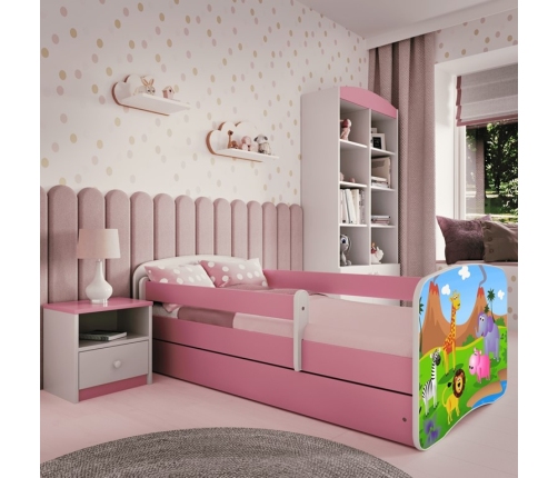 Łóżko babydreams różowe safari bez szuflady materac 180/80