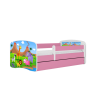 Łóżko babydreams różowe safari bez szuflady materac 180/80
