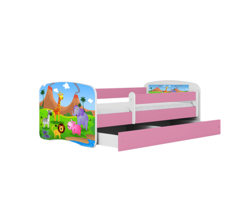 Łóżko babydreams różowe safari bez szuflady materac 180/80
