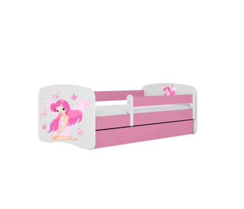 Łóżko babydreams różowe wróżka z motylkami bez szuflady materac 180/80