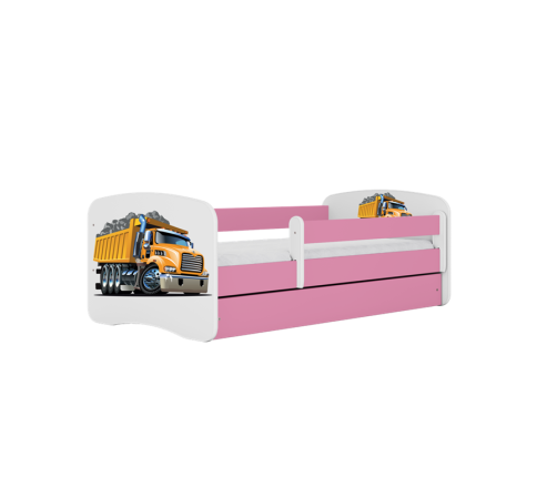 Łóżko babydreams różowe ciężarówka z szufladą materac 180/80
