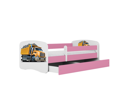 Łóżko babydreams różowe ciężarówka z szufladą materac 180/80