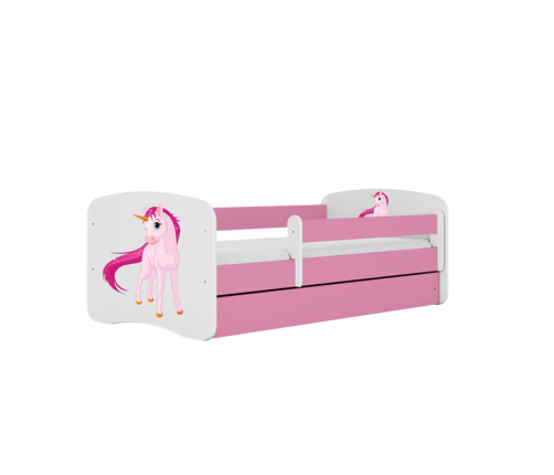Łóżko babydreams różowe jednorożec z szufladą materac 180/80