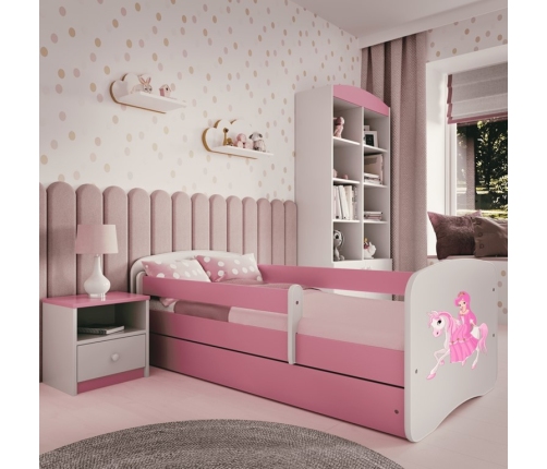 Łóżko babydreams różowe księżniczka na koniku z szufladą materac 180/80