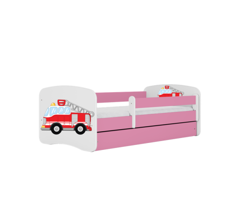 Łóżko babydreams różowe straż pożarna z szufladą materac 180/80