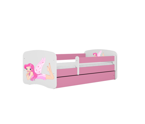 Łóżko babydreams różowe wróżka ze skrzydełkami z szufladą materac 180/80