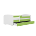 Bed babydreams green without pattern without drawer with mattress 140/70