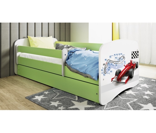 Łóżko babydreams zielone formuła bez szuflady materac 140/70