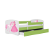 Łóżko babydreams zielone księżniczka konik bez szuflady materac 140/70