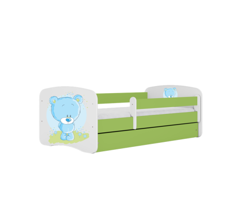 Łóżko babydreams zielone niebieski miś bez szuflady materac 140/70