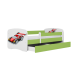 Łóżko babydreams zielone auto wyścigowe z szufladą materac 140/70