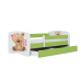 Łóżko babydreams zielone miś kwiatki z szufladą materac 140/70