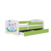 Łóżko babydreams zielone słonik z szufladą materac 140/70