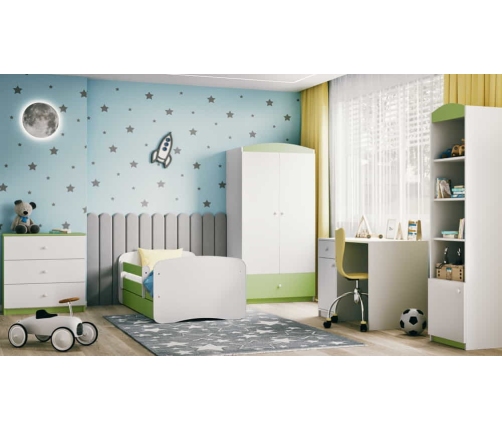 Bed babydreams green without pattern without drawer with mattress 160/80