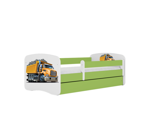 Łóżko babydreams zielone ciężarówka bez szuflady materac 160/80