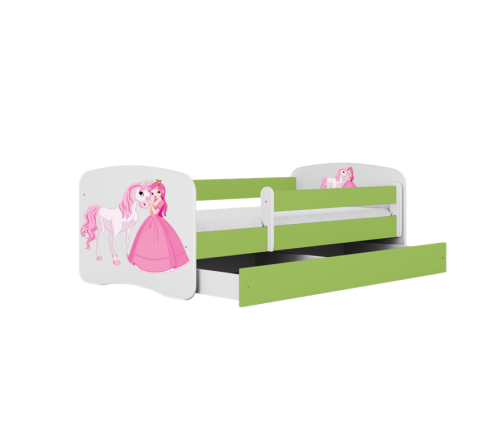 Łóżko babydreams zielone księżniczka konik bez szuflady materac 160/80