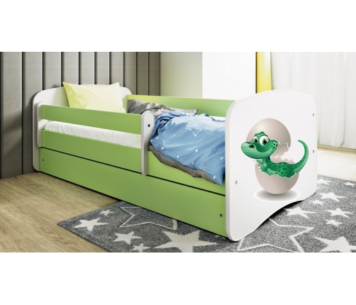 Łóżko babydreams zielone mały dino bez szuflady materac 160/80