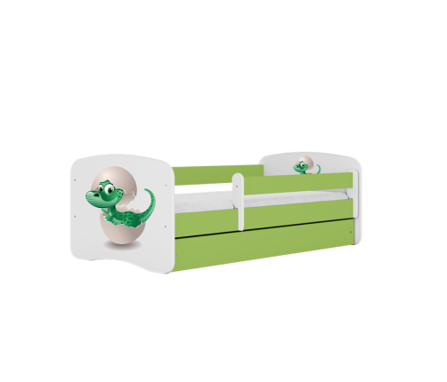 Łóżko babydreams zielone mały dino bez szuflady materac 160/80