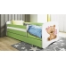 Łóżko babydreams zielone miś kwiatki bez szuflady materac 160/80