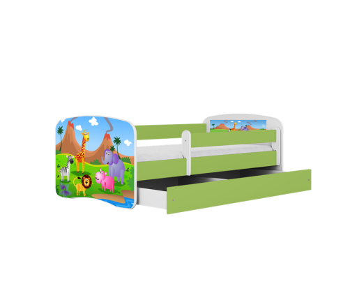 Łóżko babydreams zielone safari z szufladą materac 160/80