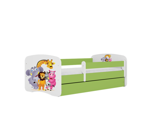 Łóżko babydreams zielone zoo z szufladą materac 160/80