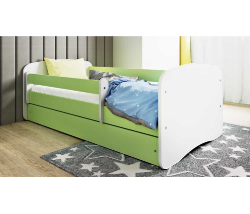 Bed babydreams green without pattern without drawer with mattress 180/80